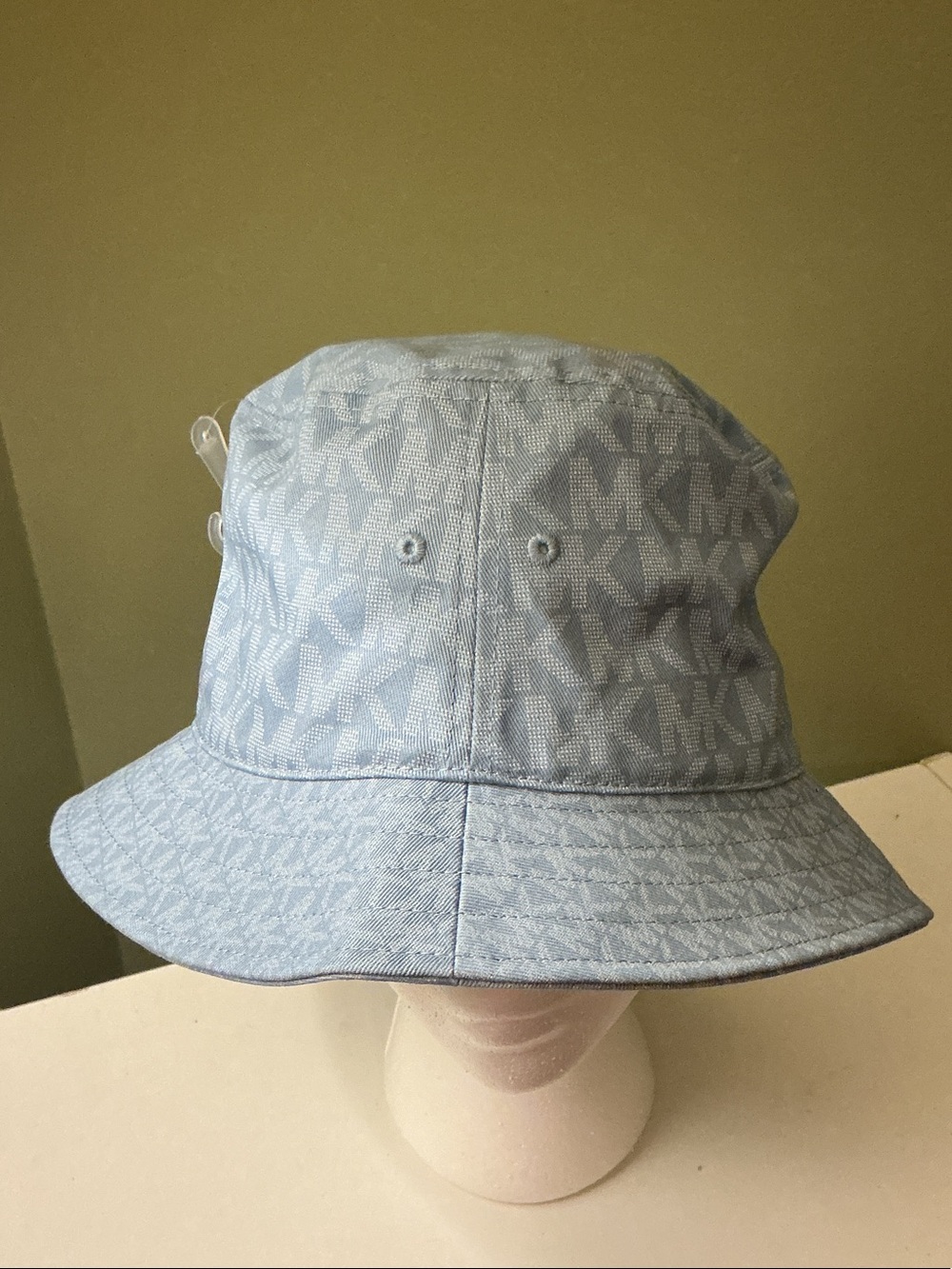 Michael Kors Chambray Pale Blue MK Monogram Bucket Hat Sz S/M NWT